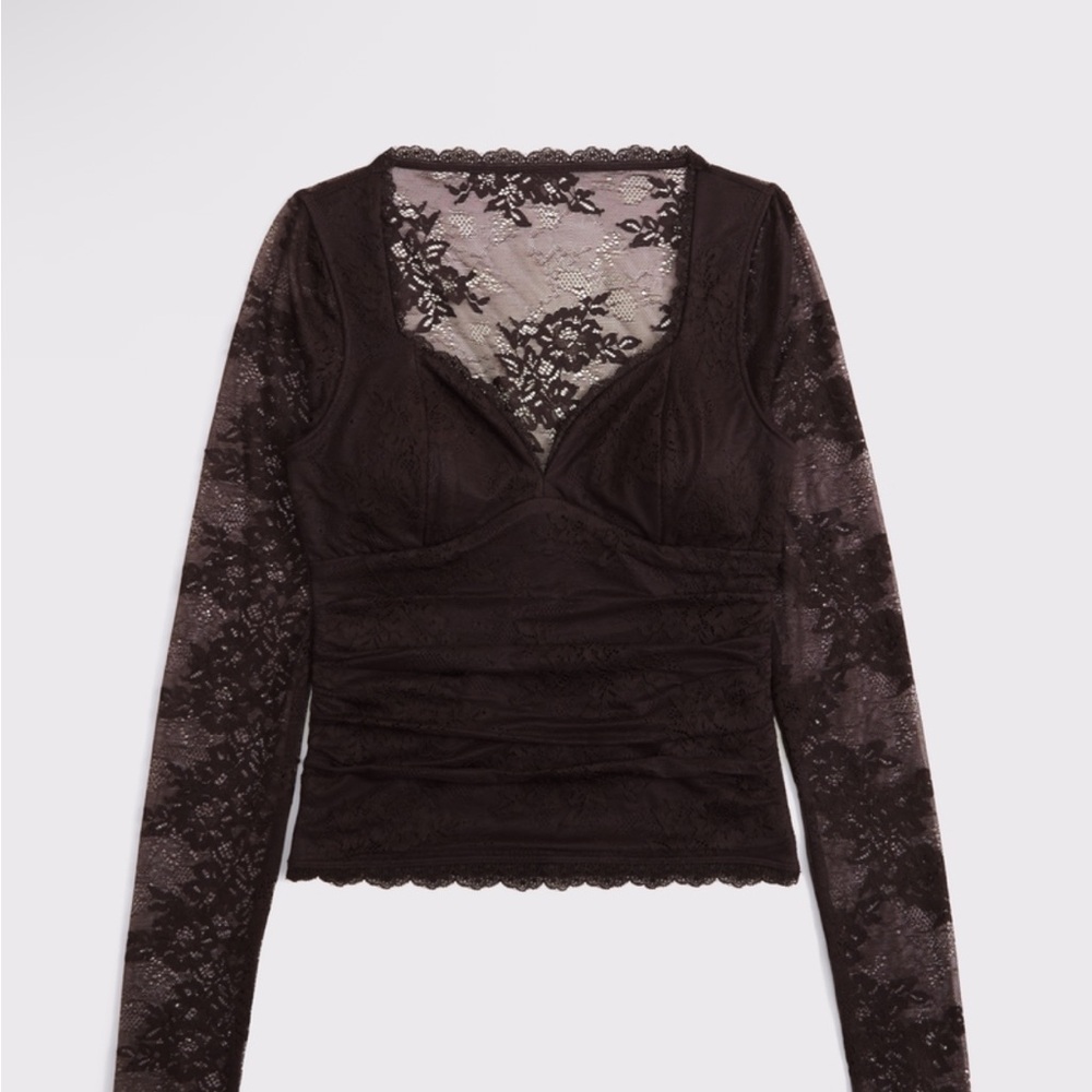Abercrombie & Fitch Brown Lace Top